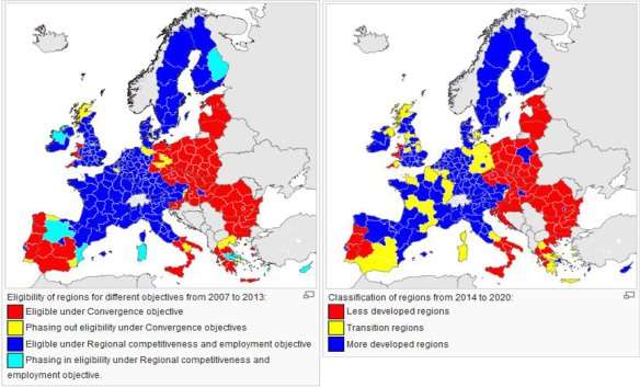 Classification of regions 2007-2013 (left) vs. 2014-2020 (right) according to CP. Credit: Cranberry Products
